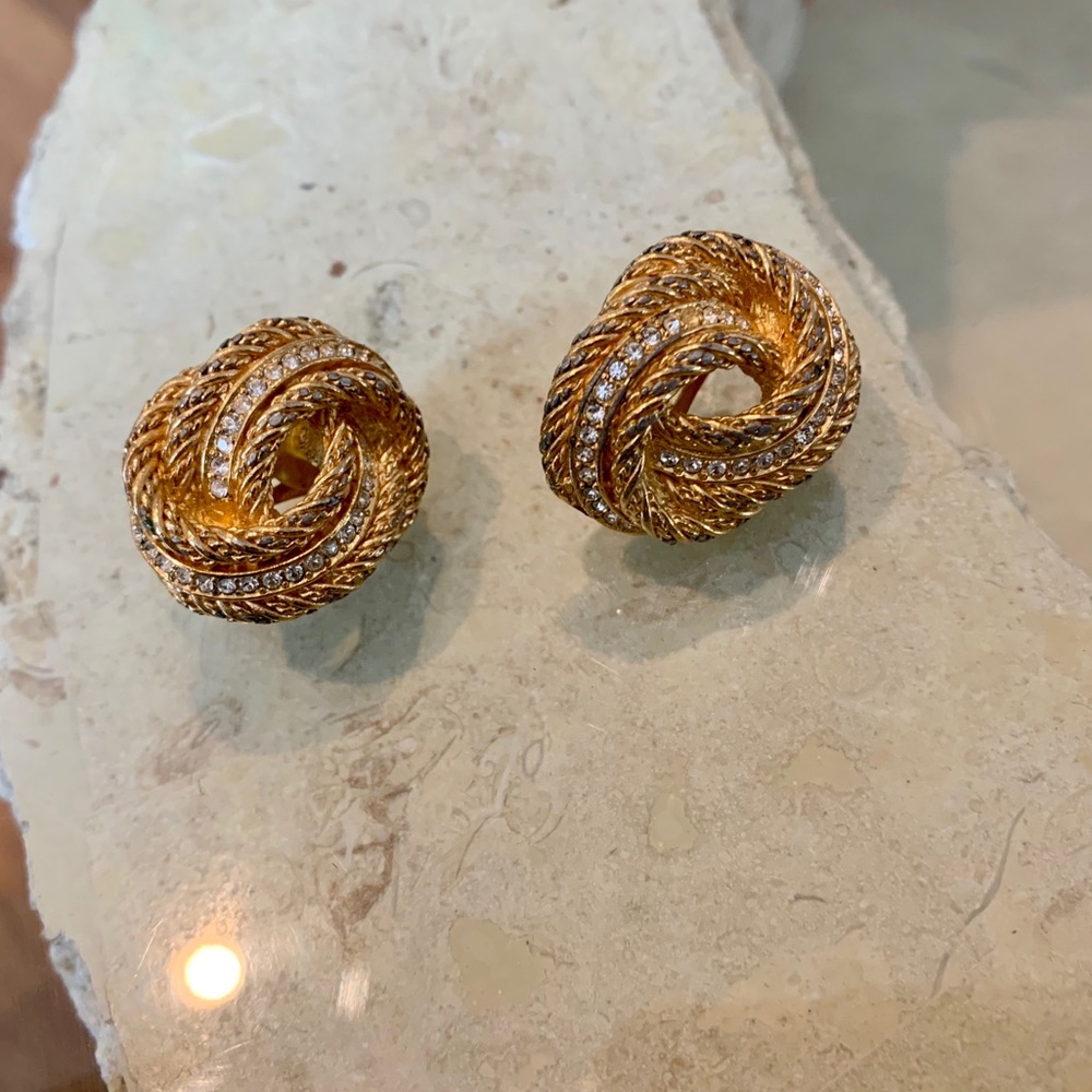 ✨ Vintage Christian Dior Crystal Knot Earrings ✨